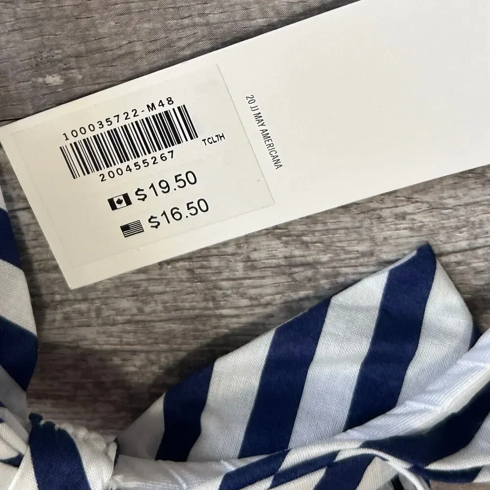 Janie and Jack NEW Set (2) Headbands Navy White Large Bow Gingham & Striped